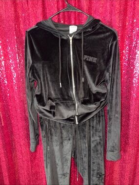 PINK Victoria's Secret Black Velour Set